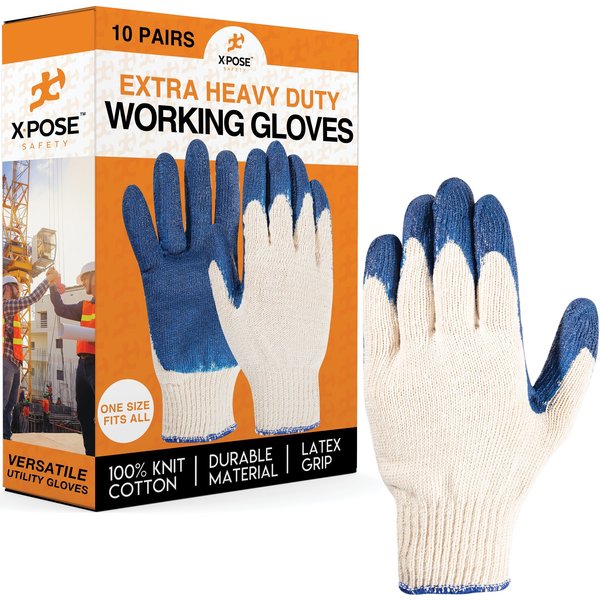 Xpose Safety Blue Palm Working Gloves, 10PK BPG-10-X-S